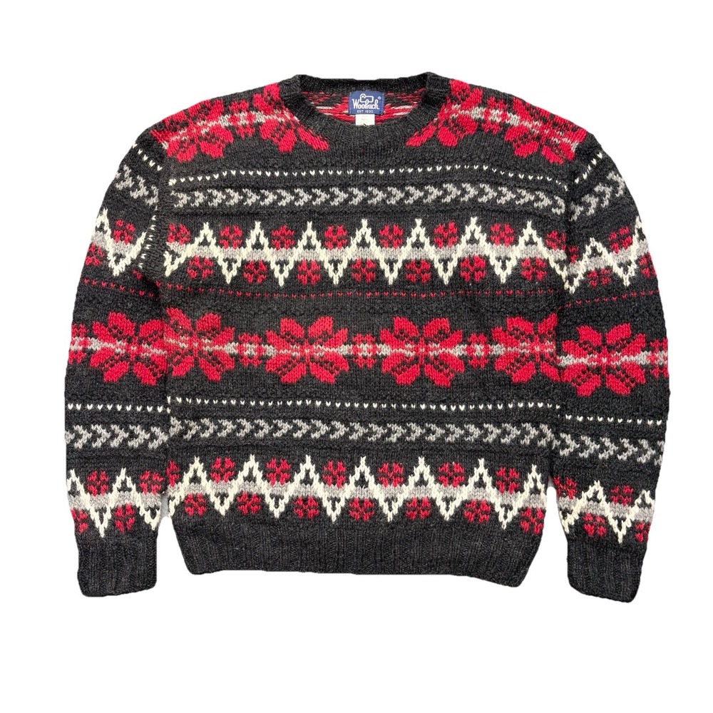 Vintage Woolrich Sweater Mens S Multicolor‎ Fair Isle Nordic 100% Wool Pullover